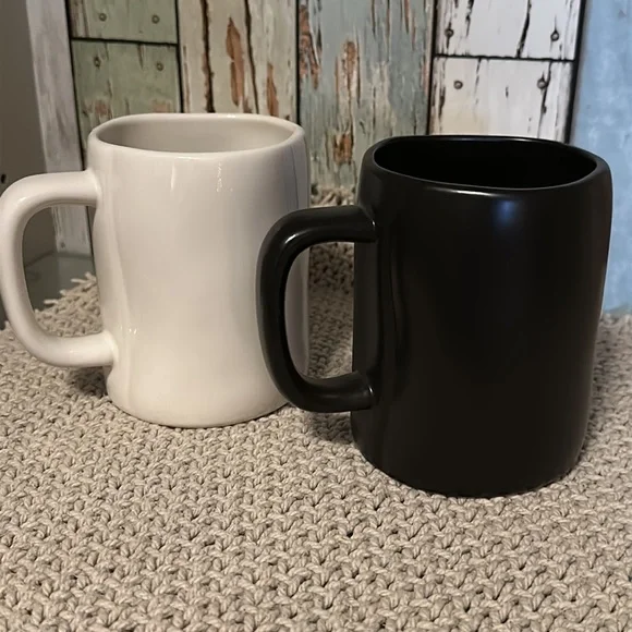 Rae Dunn Coffee Mugs- Set of 2 Black & White - Picture 3 of 5